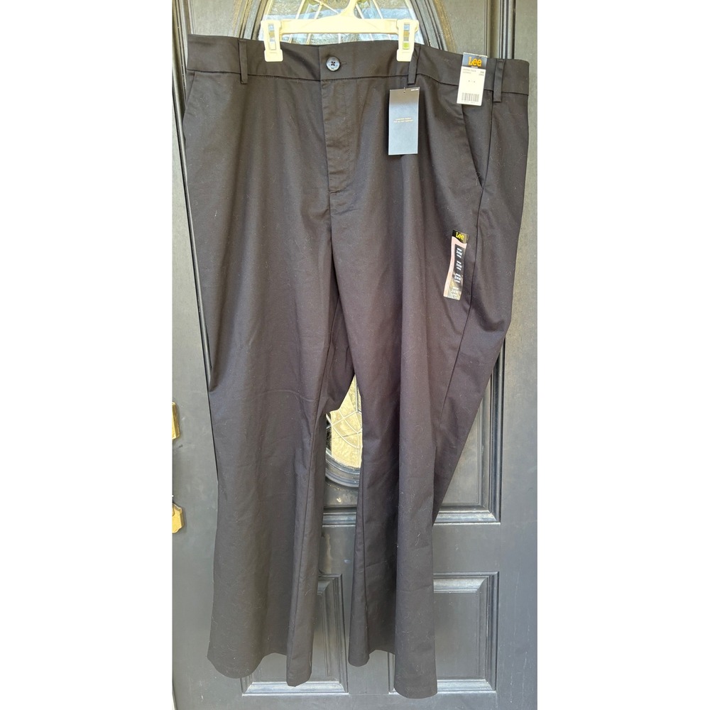 Lee Plus Straight Leg Mid‎ Rise Wrinkle Free Pants Unionall Black 24W Long NWT